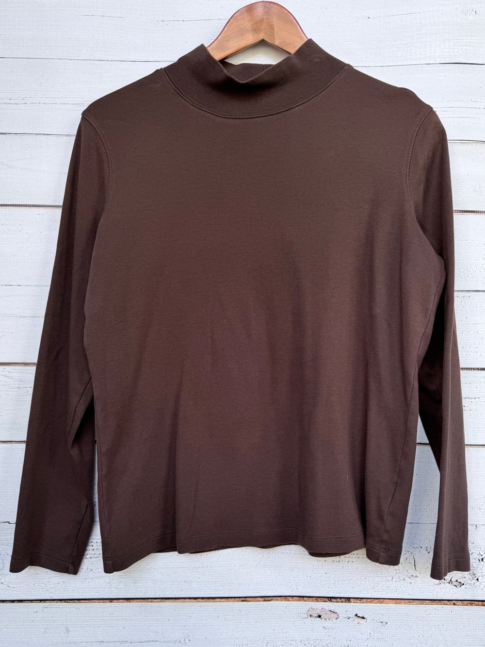 St. John's Bay 100% Cotton Mock Neck Long Sleeve Top - Large